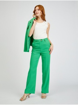 Zielone damskie spodnie z rozszerzanym dołem ORSAY