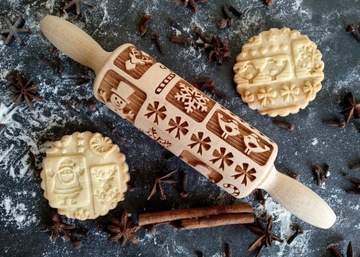 Скалка для печенья с гравировкой РОЖДЕСТВЕНСКИЕ ПОДАРКИ