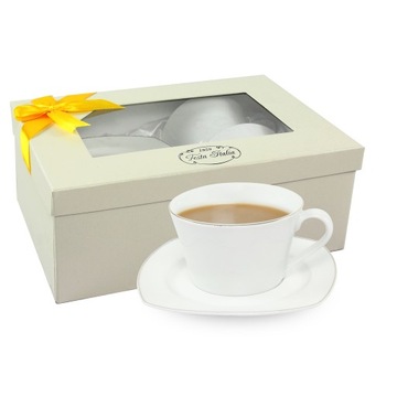 KPL FILIŻANEK PORCELANOWYCH ZE SPODKAMI BIAŁE 2 SZT NA KAWĘ HERBATĘ 220 ML
