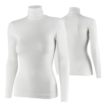 BRUBECK DAMSKA KOSZULKA TERMOAKTYWNA Z GOLFEM COMFORT MERINO KREMOWY L