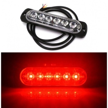 Lampa przeciwmgielna 6 LED 10-30V, czerwona mocna