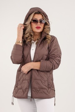 KURTKA PRZEJŚCIOWA DAMSKA PIKOWANA Z KAPTUREM DUŻE ROZMIARY REGULOWANE BOKI
