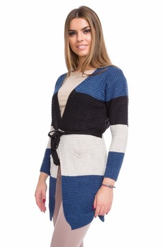 ДЛИННЫЙ КАРДИГАН С ЗАВЯЗКОЙ ДЖЕМПЕР С ПЕРЯМЯМИ WA301
