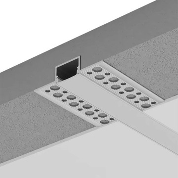 Profil LED Regips 1m Do Taśm LED Anodowany klosz mleczny zaślepki Zestaw