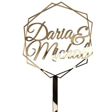 Топпер с именами для свадебного торта, топпер ИМЕНА жениха и невесты, разные цвета