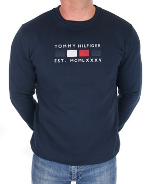 BLUZA TOMMY HILFIGER MĘSKA DUŻE LOGO KLASYCZNA GRANATOWA M