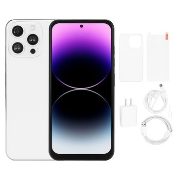 i14 pro max 6,7-calowy smartfon z odblokowanym twarzą, perforowany ekran, sieć 4g 2.4