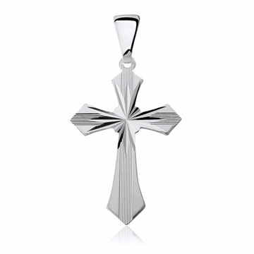 SREBRNY KRZYŻYK MĘSKI DIAMENTOWANY WZÓR PASKI