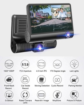 ZESTAW: WIDEOREJESTRATOR 3w1 FullHD 1080p + KARTA PAMIĘCI 32GB