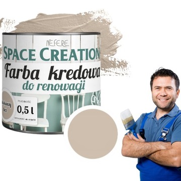 Space Creation Farba kredowa Piaskowy beż do renowacji mebli chalk 0,5 L