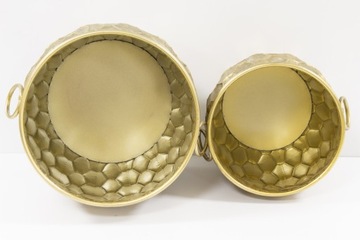 НАБОР МЕТАЛЛИЧЕСКИХ КРЫШЕК ДЛЯ ЦВЕТОЧНЫХ ВАЗОВ ИЗ 2 ЗОЛОТЫХ ЧАСТЕЙ