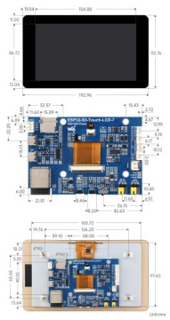IPS-дисплей 7 дюймов 800x480 ESP32 Wi-Fi CAN RS485 ESP32-S3-Touch-LCD-7