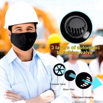 МНОГОРАЗОВАЯ МАСКА ЧЕРНАЯ МАСКА + 5 ФИЛЬТРОВ HEPA