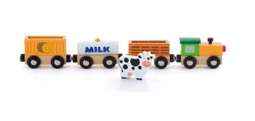 VIGA DREWNIANY POCIĄG FARMERSKI WAGONY NA MAGNESY