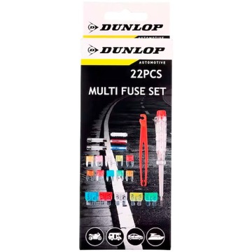 Zestaw bezpieczników 22 szt z TESTEREM NAPIĘCIA Dunlop