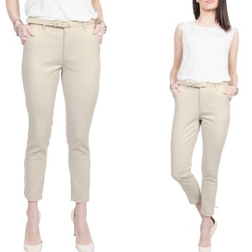 #BEŻOWE ELEGANCKIE SPODNIE CYGARETKI Push-up roz.44