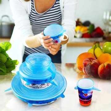 КРЫШКИ СИЛИКОНОВЫЕ УНИВЕРСАЛЬНЫЕ ДЛЯ ПИЩЕВЫХ, БЕЗТЕЧНЫЕ, ПРОЧНЫЕ, 6 ШТ.