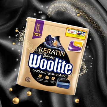 Капсулы Woolite Dark для стирки черного белья с кератином, цветные, 33 шт.