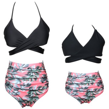 Eleganckie Bikini Z Wysokim Stanem I Falbankami Dla Matki I Córki Kolorów