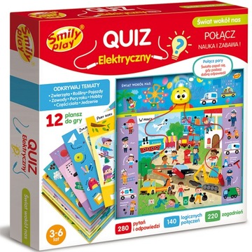 Gra edukacyjna interaktywna pojazdy zawody quiz elektryczny 280 pytań świat