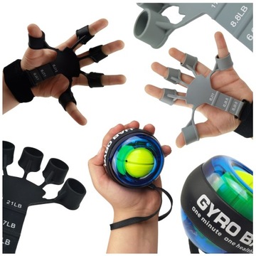 POWERBALL CLASSIC KULA ŻYROSKOPOWA 2x FINGER GRIPPER DO ĆWICZEŃ NADGARSTKA