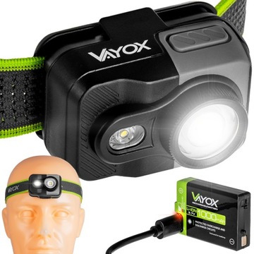 LATARKA CZOŁOWA LED ZOOM AKUMULATOROWA LEKKA CZOŁÓWKA USB-C 800lm PRO VAYOX