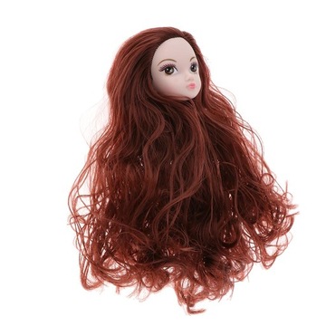 1/6 Макияж для резьбы по голове с коричневыми вьющимися волосами для