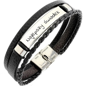 Bransoletka skórzana dla MĘŻA z GRAWEREM stal 316L