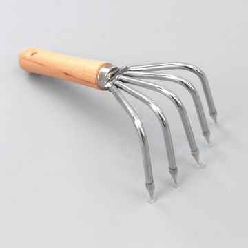 Ручной садовый культиватор для прополки Деревянная ручка Короткая ручка 5 зубцов