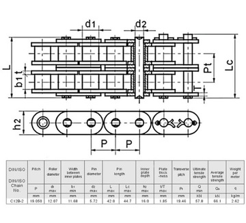 ЗАМОК ЦЕПНОЙ ДВУХРЯДНЫЙ 3/4'' 12Б-2