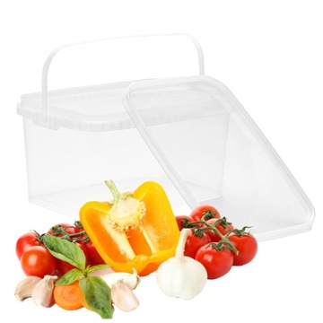 ВЕДРО ПРОЗРАЧНОЕ, прямоугольное ведро, 5л, ПИЩЕВОЙ СЕРТИФИКАТ, крышка