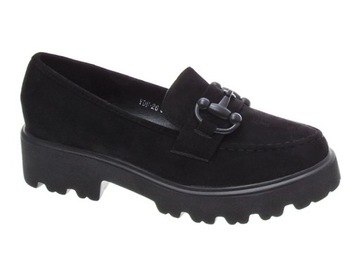Zamszowe mokasyny półbuty Black r.38