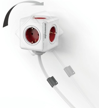 PowerCube Extended szary przew. 1.5m, 5 gniazd, DesignNest (allocacoc)