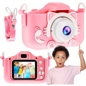 Детский чехол для цифровой камеры с котенком, розовый чехол для камеры + чехол для игр