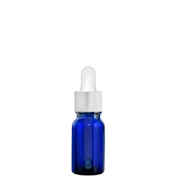 BUTELKA SZKLANA 10ML NIEBIESKA Z PIPETĄ SREBRNĄ