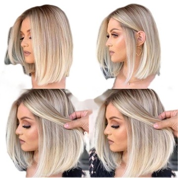 Peruka Blond Peruki Damskie Bob Włosy Free Cap