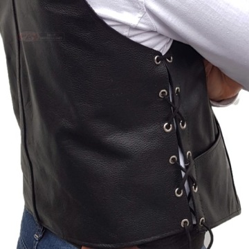 КОЖАНЫЙ МОТОЦИКЛОВЫЙ ЖИЛЕТ CHOPPER ЧЕРНЫЙ XL