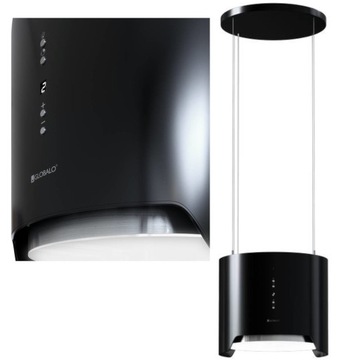 OKAP KUCHENNY WYSPOWY TUBA GLOBALO ARENOFLOW 39 cm CZARNY LED DO FILTR