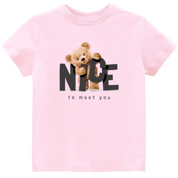 Koszulka z misiem T-shirt dziewczęcy Miś do przedszkola szkoły r. 92/98