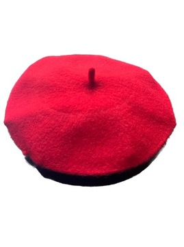 Beret z antenka damski wełniany czapka klasyczny czerwony jesień welniany