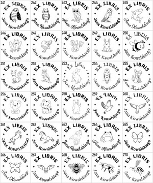 Pieczątka Ex libris Okrągła śr. 4cm - 360 Wzorów + GRAWER + lniany woreczek