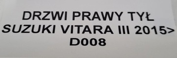 DVEŘE PRAVÝ ZADNÍ SUZUKI VITARA III 205> ORIGINÁLNÍ