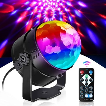 DISCO BALL LED RGB ДИСКОТЕЧНЫЙ ПРОЕКТОР ОТРАЖАТЕЛЬ НА ДЕНЬ РОЖДЕНИЯ + ПУЛЬТ ДИСТАНЦИОННОГО УПРАВЛЕНИЯ
