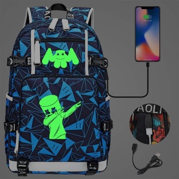 DUŻY PLECAK DJ MARSHMELLO WODOODPORNY WZORY wysoka jakość