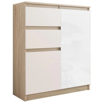 KOMODA 98CM SZAFKA 2 SZUFLADY SONOMA WYSOKI POŁYSK