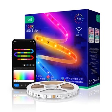 TAŚMA LED WIFI SMD5050 5M RGBIC KOLOROWA TUYA