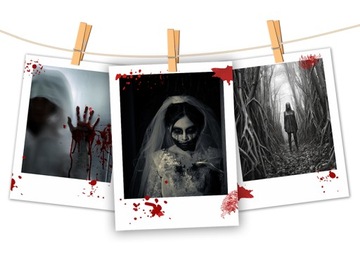 НАБОР УКРАШЕНИЙ НА ХЭЛЛОУИН ТЕМНЫЕ ФОТОГРАФИИ ПОЛЯРОИДЫ BLOOD GHOST - 12 ШТ.