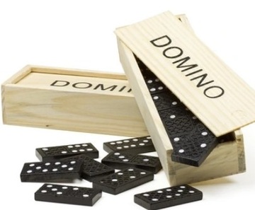 DOMINO DREWNIANE GRA w PUDEŁKU DLA DZIECI etui 28 ELEMENTÓW
