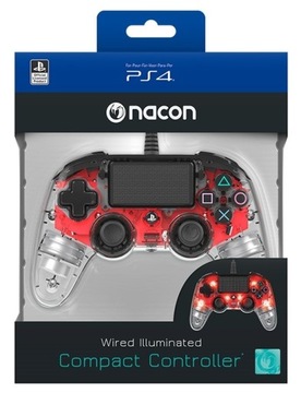 Pad przewodowy PS4 Świecący Czerwony Licencja Sony