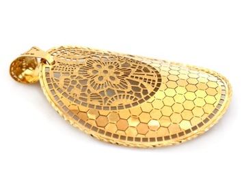 Zawieszka złota duża owalna z ażurem pr.585 klasyczna 1,76g elegancki wzór